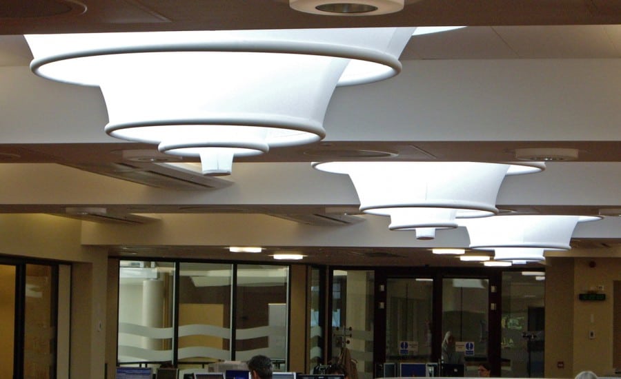 Interior light diffusing fabric structures 
