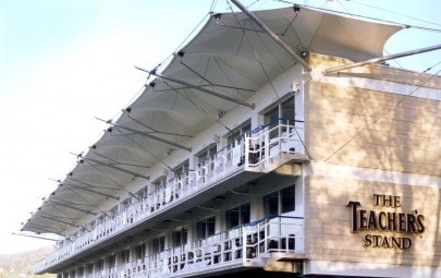 Conic shaped canopies over spectator area