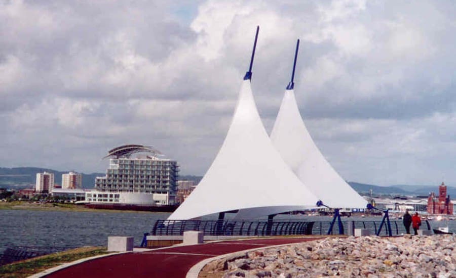 Three fabric sails