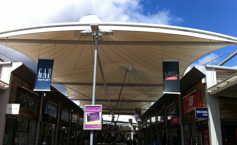 Shopping centre fabric roof