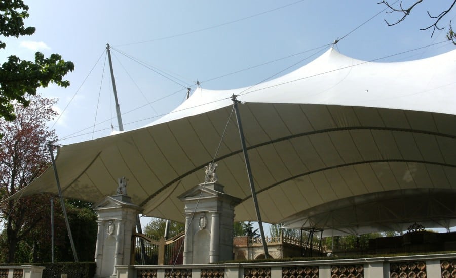 Fabric canopy with peaks