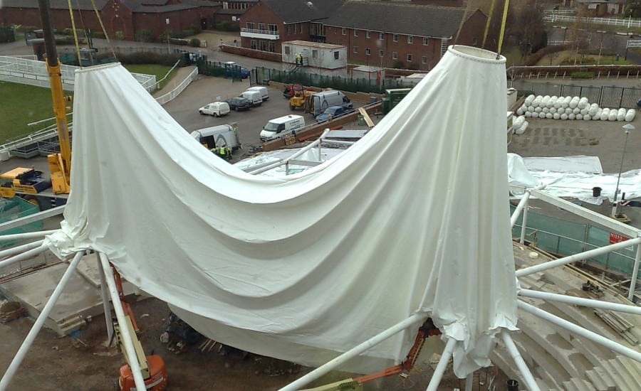 Installation of a fabric canopy 