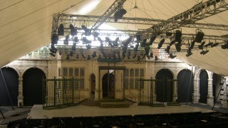 demountable fabric PVC stage and performance canopy
